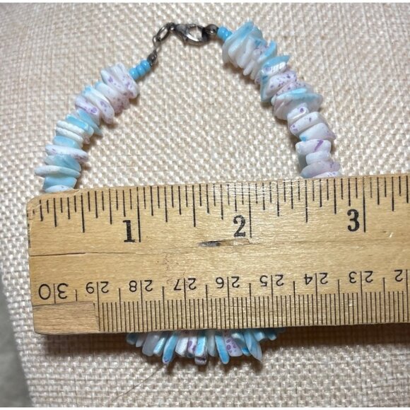 Chip Stone Bracelet Vintage Blue White Purple With Lobster Clasp - Picture 5 of 7
